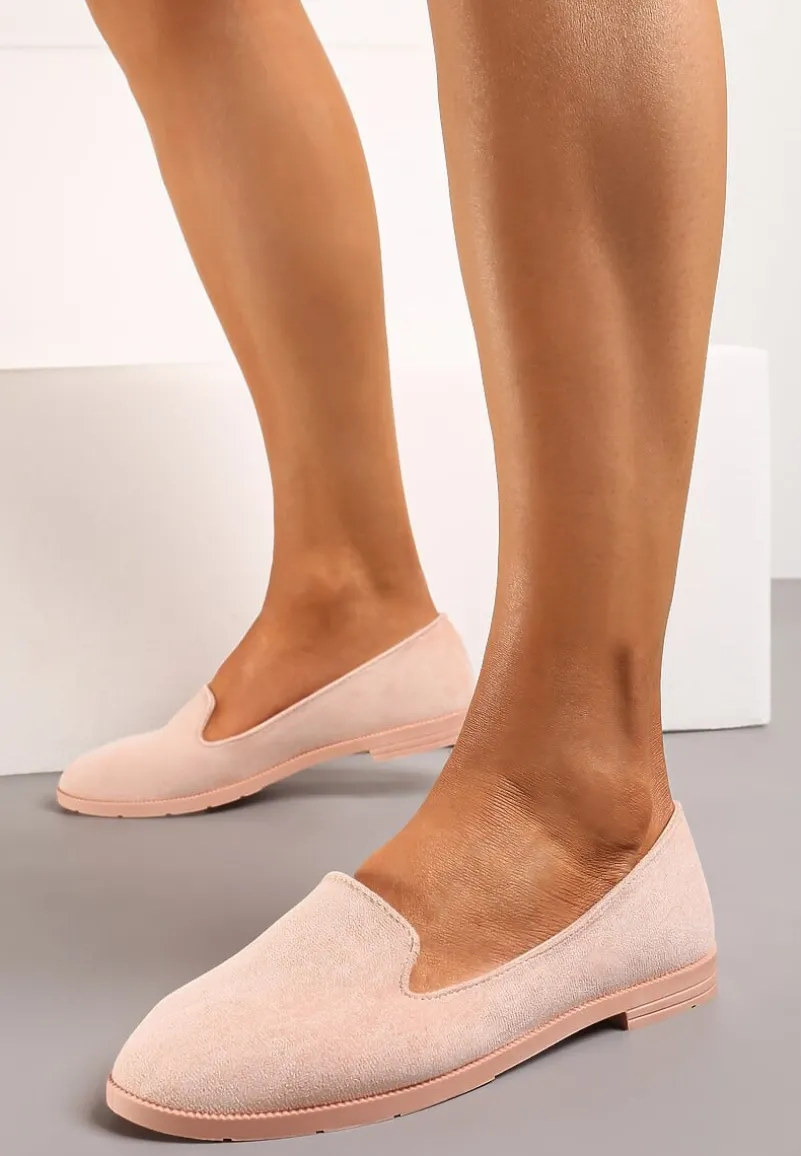 Różowe Balerinki Typu Loafersy Daphikaia