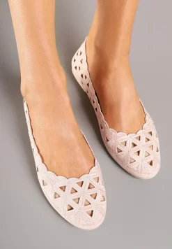 Różowe Balerinki Vices z Ażurowymi Wycięciami Naneria