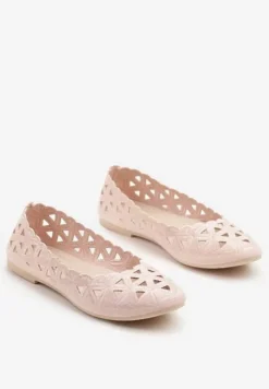 Różowe Balerinki Vices z Ażurowymi Wycięciami Naneria