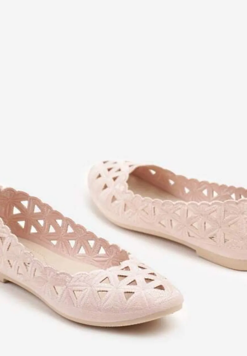 Różowe Balerinki Vices z Ażurowymi Wycięciami Naneria