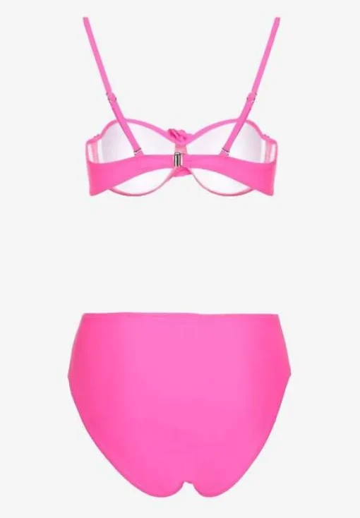Różowe Bikini Majtki Figi Biustonosz Ozdobione Kwiatem 3D Tenionea