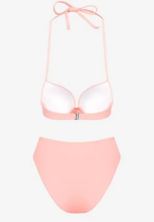 Różowe Bikini Majtki Figi i Biustonosz Ozdobione Wiązaniem Saniorie