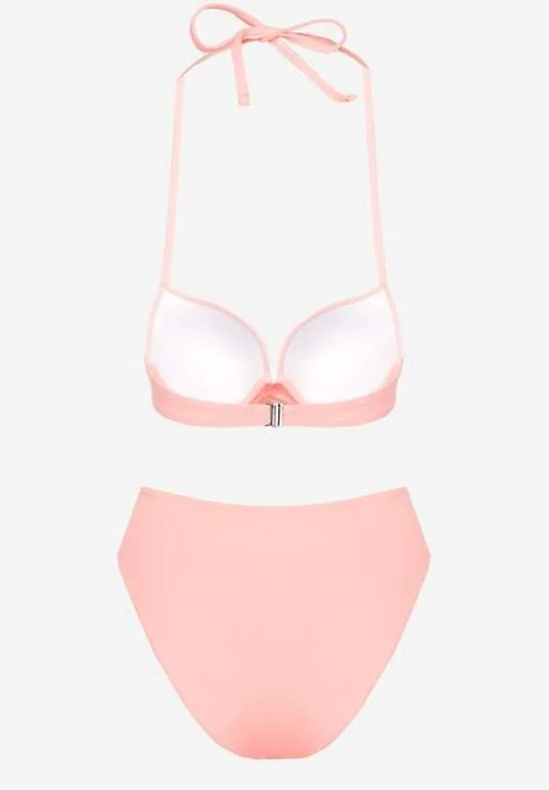 Różowe Bikini Majtki Figi i Biustonosz Ozdobione Wiązaniem Saniorie
