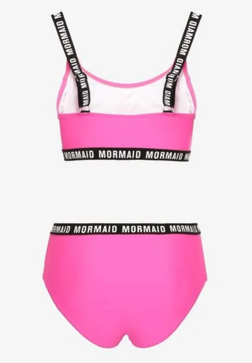 Różowe Bikini Majtki Typu Figi i Sportowa Góra Ozdobione Napisami Nevoneira