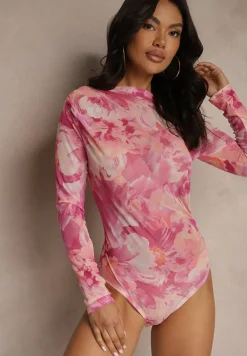 Różowe Body Siateczkowe w Abstrakcyjny Wzór Folenaria