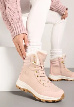 Różowe Botki Trekkingowe na Platformie ze Sznurowaniem Labrinna