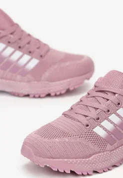 Różowe Buty Sportowe na Grubej Podeszwie z Wstawkami i Perforacją Titanne