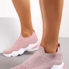 Różowe Buty Sportowe na Grubej Podeszwie z Elastyczną Cholewką Awida
