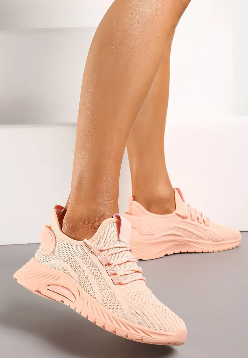 Różowe Buty Sportowe na Platformie ze Sznurowaniem Adelmarie