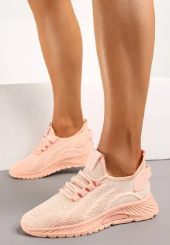 Różowe Buty Sportowe na Platformie ze Sznurowaniem Adelmarie