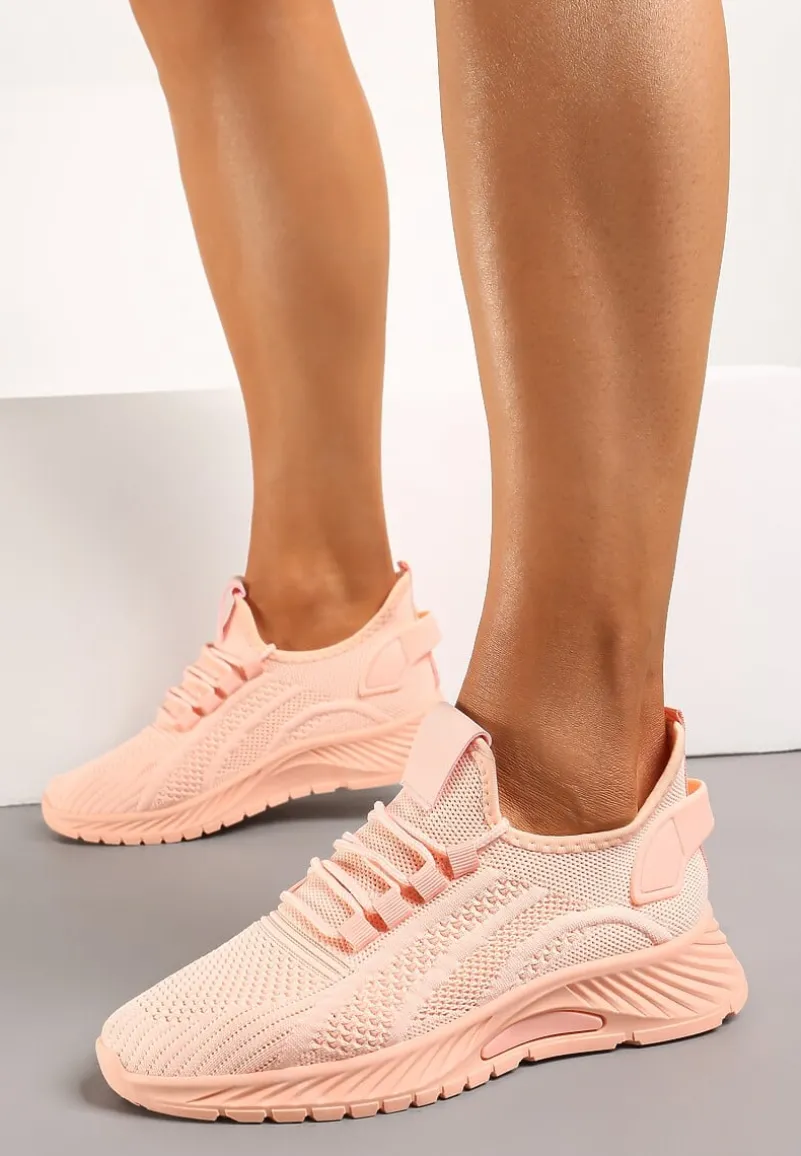 Różowe Buty Sportowe na Platformie ze Sznurowaniem Adelmarie