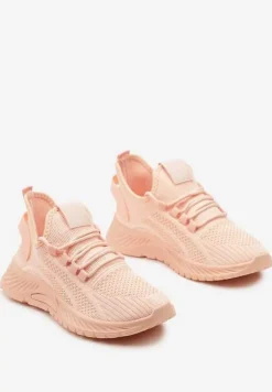 Różowe Buty Sportowe na Platformie ze Sznurowaniem Adelmarie