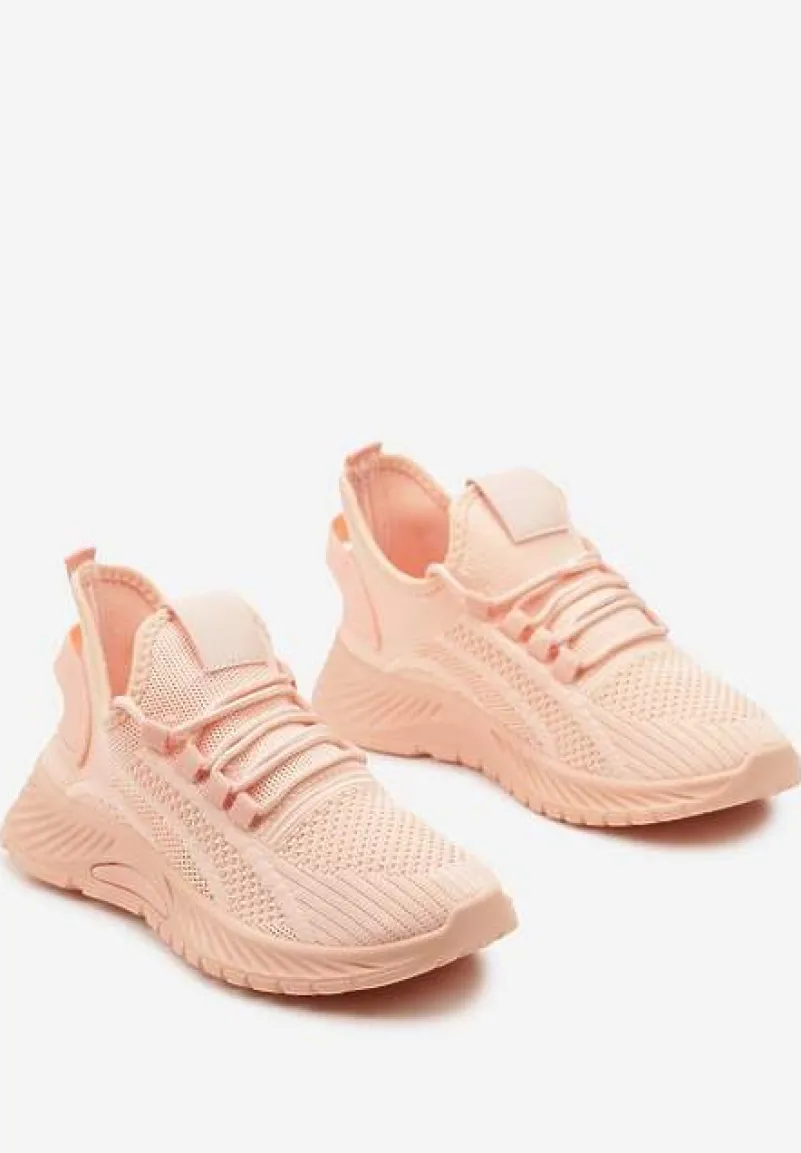 Różowe Buty Sportowe na Platformie ze Sznurowaniem Adelmarie