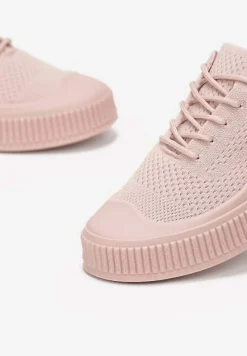 Różowe Buty Sportowe na Wiązanie z Krótką Cholewką i Płaską Podeszwą Lezaya