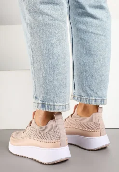 Różowe Buty Sportowe Sneakersy z Siateczkową Cholewką Helazia