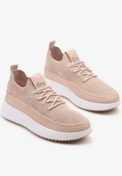 Różowe Buty Sportowe Sneakersy z Siateczkową Cholewką Helazia