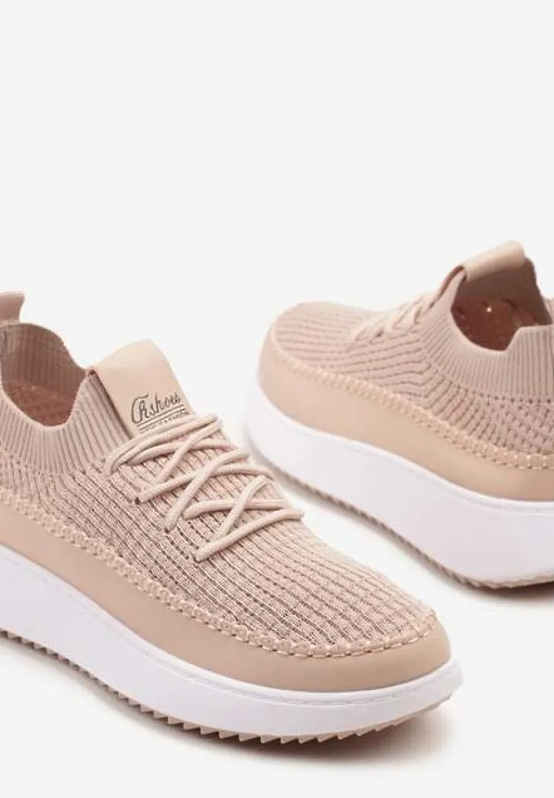 Różowe Buty Sportowe Sneakersy z Siateczkową Cholewką Helazia