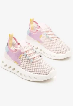 Różowe Buty Sportowe Sneakersy Siateczkowe na Tłoczonej Platformie Lurilia