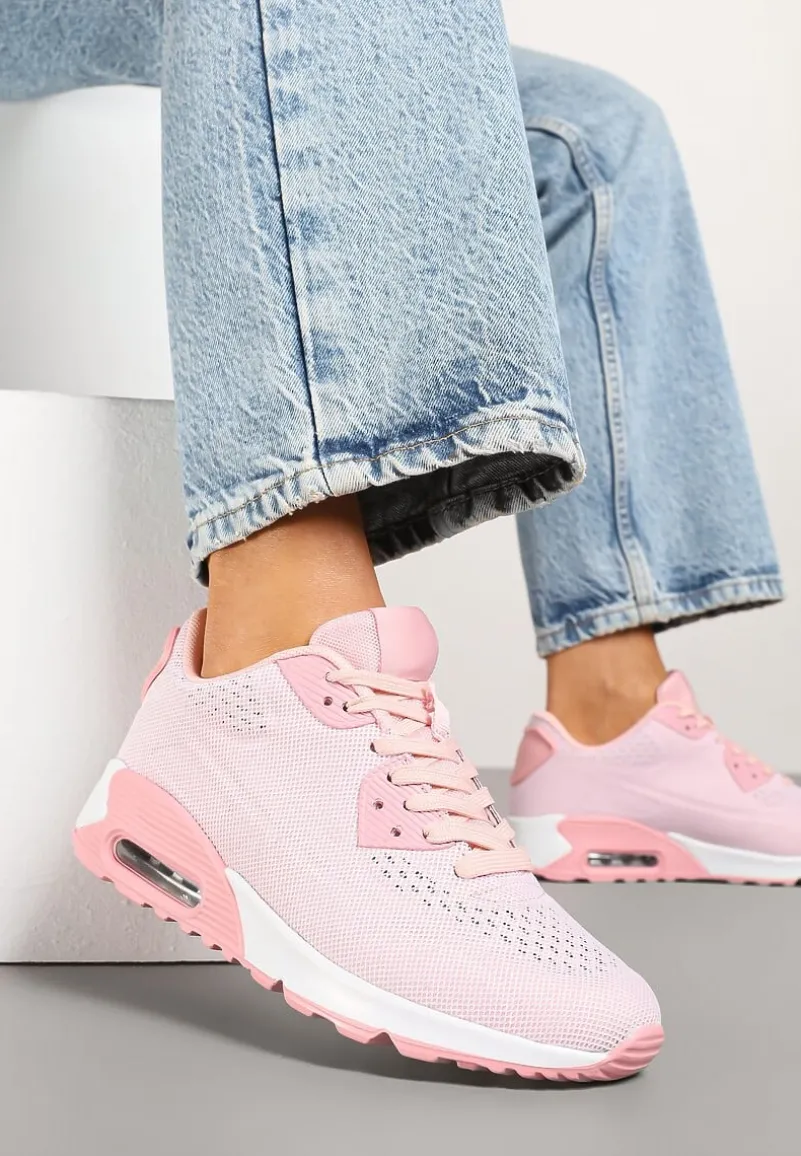 Różowe Buty Sportowe Sneakersy Ozdobione Przezroczystą Wstawką Zalitea