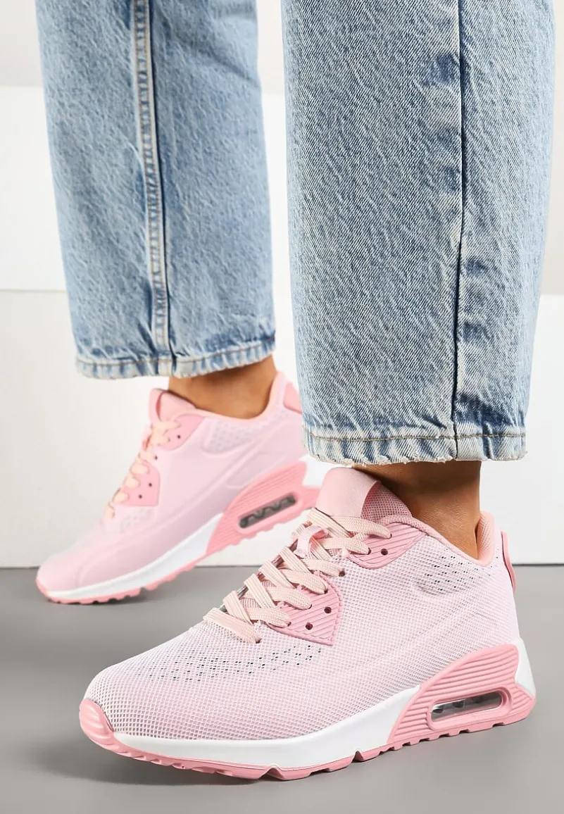 Różowe Buty Sportowe Sneakersy Ozdobione Przezroczystą Wstawką Zalitea
