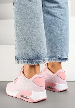 Różowe Buty Sportowe Sneakersy Ozdobione Przezroczystą Wstawką Zalitea