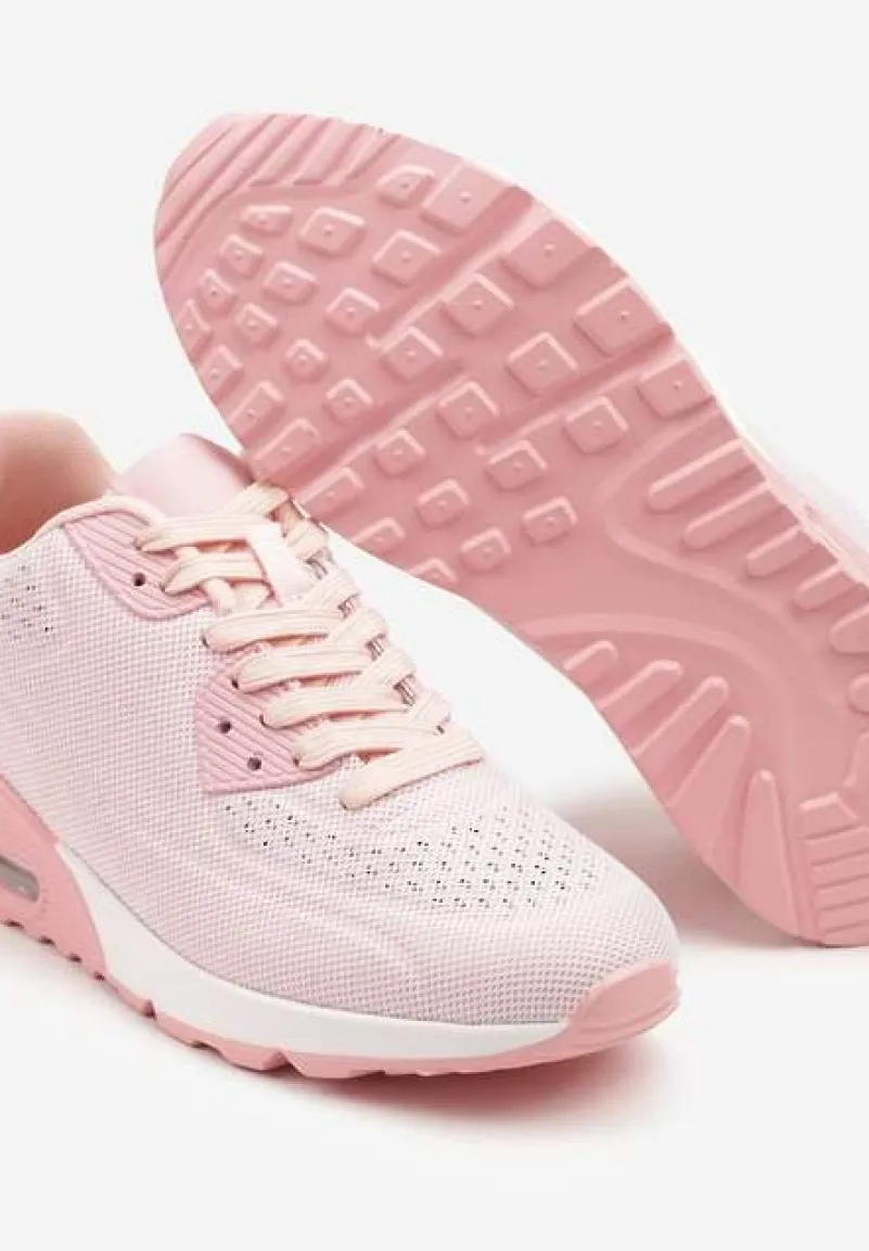 Różowe Buty Sportowe Sneakersy Ozdobione Przezroczystą Wstawką Zalitea