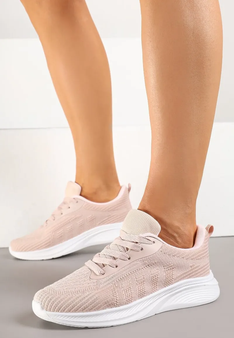 Różowe Buty Sportowe Sneakersy z Tłoczonym Wzorem Amosira
