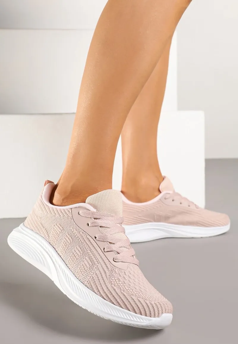 Różowe Buty Sportowe Sneakersy z Tłoczonym Wzorem Amosira