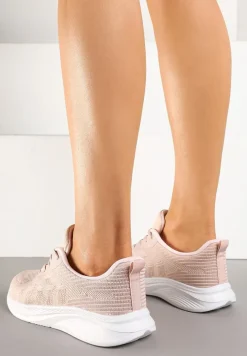 Różowe Buty Sportowe Sneakersy z Tłoczonym Wzorem Amosira