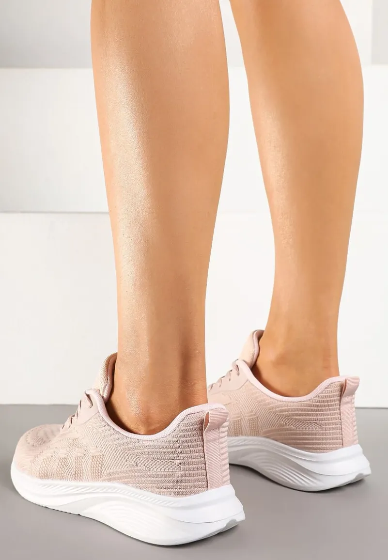 Różowe Buty Sportowe Sneakersy z Tłoczonym Wzorem Amosira