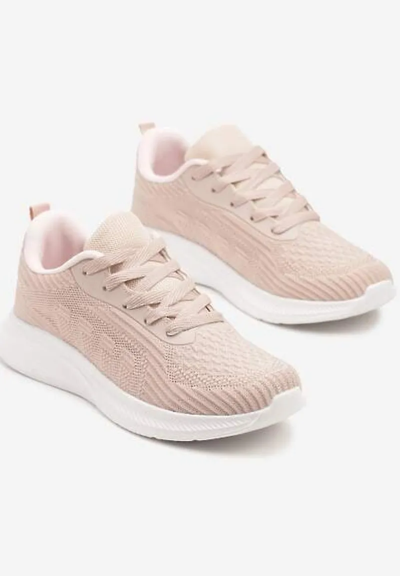 Różowe Buty Sportowe Sneakersy z Tłoczonym Wzorem Amosira