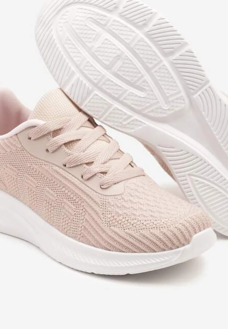 Różowe Buty Sportowe Sneakersy z Tłoczonym Wzorem Amosira