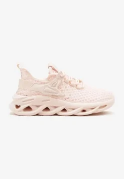 Różowe Buty Sportowe Sneakersy na Platformie Ozdobionej Tłoczeniem Teliriella