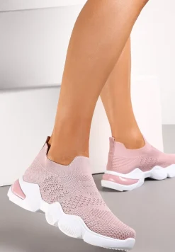 Różowe Buty Sportowe z Elastyczną Cholewką na Grubej Podeszwie Brayden