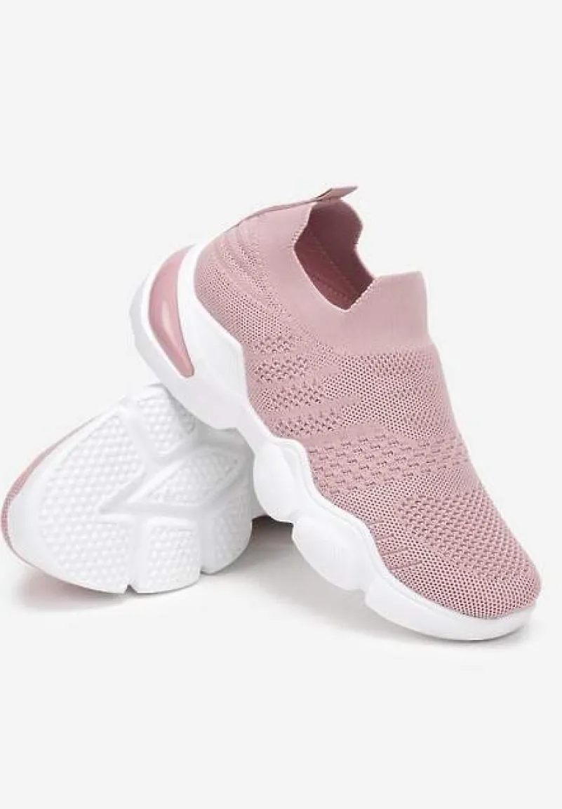 Różowe Buty Sportowe z Elastyczną Cholewką na Grubej Podeszwie Brayden