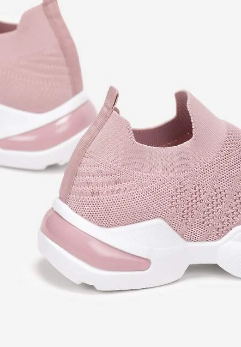 Różowe Buty Sportowe z Elastyczną Cholewką na Grubej Podeszwie Brayden