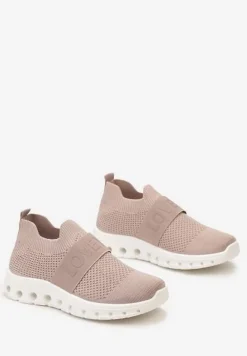 Różowe Buty Sportowe z Napisem LOVE i Elastyczną Cholewką Alaissa