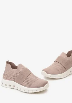 Różowe Buty Sportowe z Napisem LOVE i Elastyczną Cholewką Alaissa