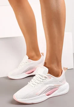 Różowe Buty Sportowe z Siateczki z Ozdobną Wstawką na Podeszwie Yllaria