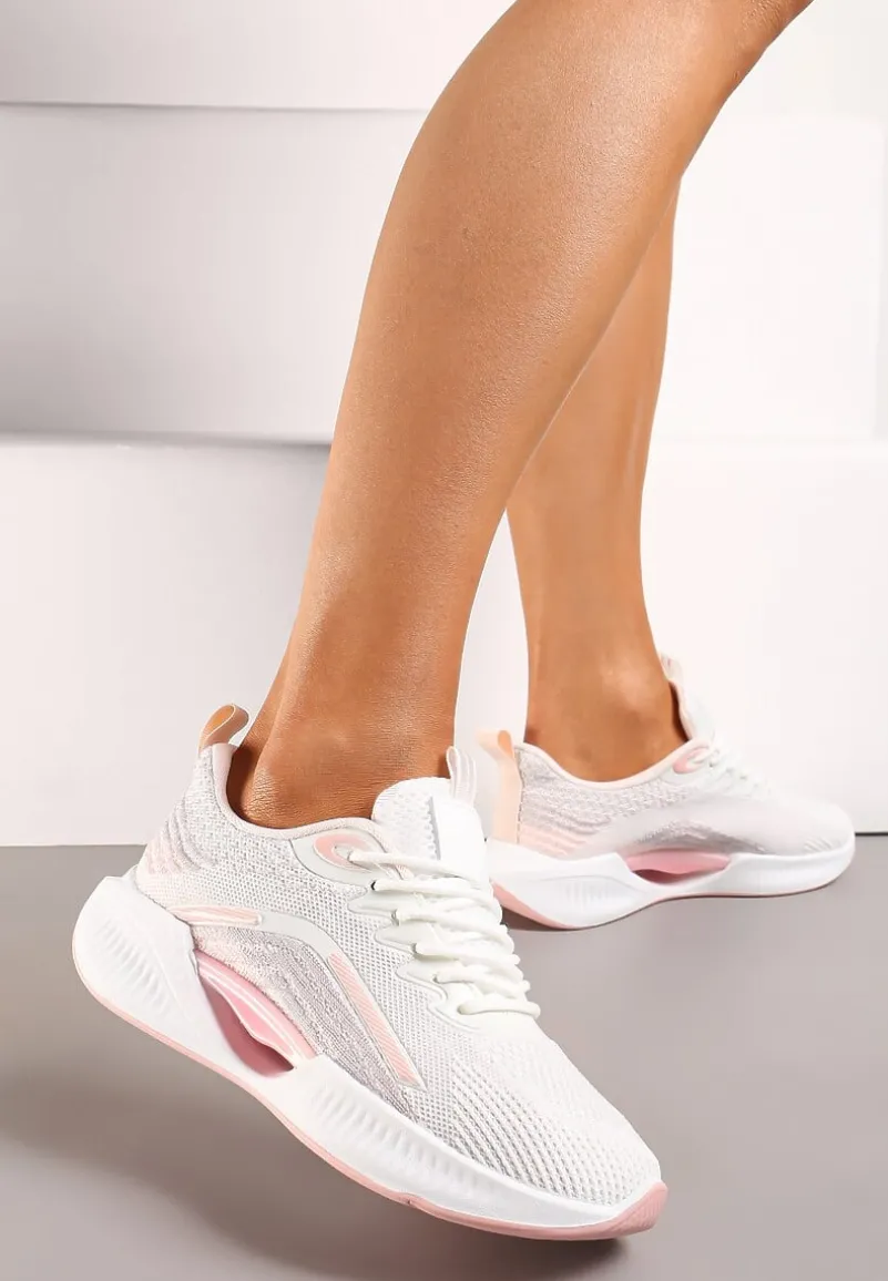 Różowe Buty Sportowe z Siateczki z Ozdobną Wstawką na Podeszwie Yllaria
