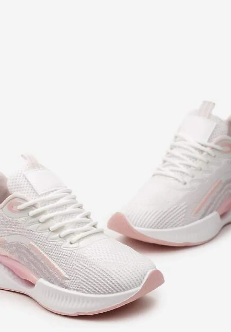 Różowe Buty Sportowe z Siateczki z Ozdobną Wstawką na Podeszwie Yllaria