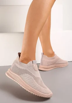 Różowe Buty Sportowe ze Skarpetkową Cholewką Pinke
