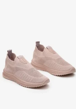 Różowe Buty Sportowe ze Skarpetkową Cholewką Pinke