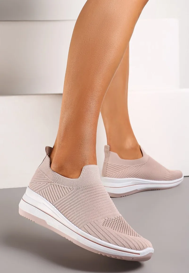 Różowe Buty Sportowe ze Skarpetkową Cholewką Przed Kostkę Taalina