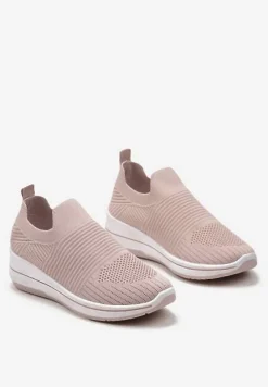 Różowe Buty Sportowe ze Skarpetkową Cholewką Przed Kostkę Taalina