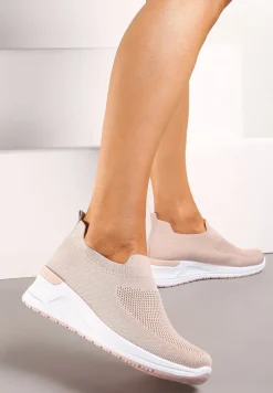 Różowe Casualowe Buty Sportowe na Platformie bez Zapięcia Winulla