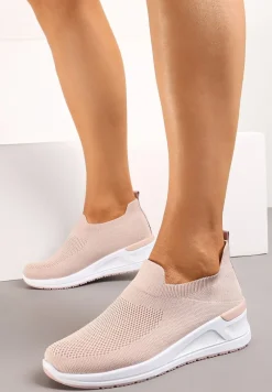 Różowe Casualowe Buty Sportowe na Platformie bez Zapięcia Winulla