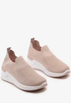 Różowe Casualowe Buty Sportowe na Platformie bez Zapięcia Winulla