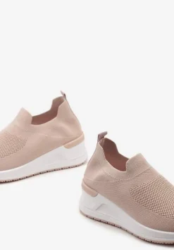 Różowe Casualowe Buty Sportowe na Platformie bez Zapięcia Winulla