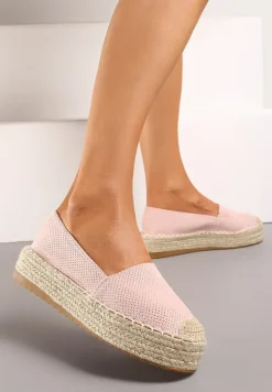 Różowe Casualowe Espadryle na Grubej Podeszwie Ozdobionej Plecionką Honorelle